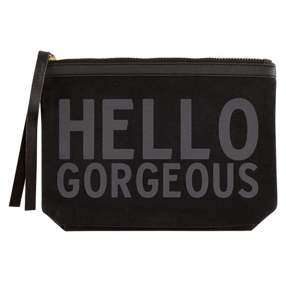 Santa Barbara Design Studio Black Canvas Zipper Pouch - “HELLO GORGEOUS” - NWT